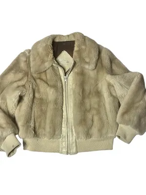 VINTAGE Faux Fur Bomber Jacket Leather Trimmed Ollie Canada Fits Size Small thumbnail 4