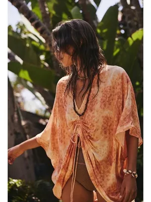 Free People Y2k Valencia Ruched Drawstring Kimono Swim Cover Up Women’s One Size thumbnail 2