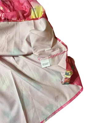 Pink Abstract Floral Tiered Maxi Dress Long Sleeve Faux Wrap Medium thumbnail 2
