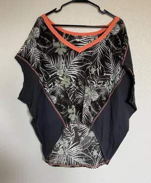 We The Free Free People Tropical Palm Print Dolman Mesh Top XS Boho Slouchy thumbnail 1