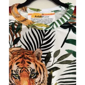 Aviator‎ Nation Velvet Tiger Pullover Crewneck White Unisex Size Small thumbnail 3