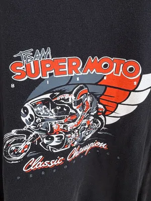 Brandy Melville J.Galt Super Moto Graphic Baby Tee Black Cropped Top One Size thumbnail 3