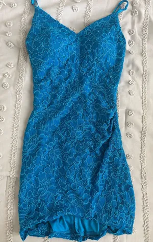 Blue homecoming dress mini formal thumbnail 1