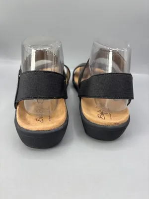 Soft Style Prema Flat Sandals Womens 9.5 Black Leather Open Toe HSS1311-001 thumbnail 4