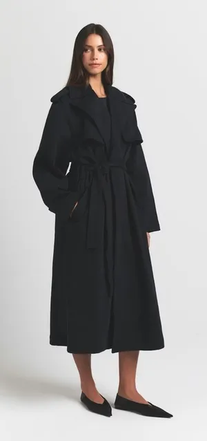 NWT SKIMS boyfriend fleece oversized trench coat size small in Onyx thumbnail 1