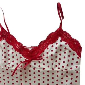 PINK by Frankies Bikinis Frida Mini Dress red and white polka dot print Medium thumbnail 4