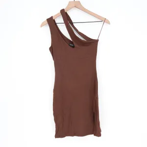 Naked Wardrobe Chocolate Brown One Shoulder Cut Out Mini Dress M thumbnail 2