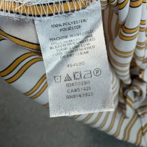 LOFT Women's Medium White Yellow Stripe Long Sleeve Keyhole Back Blouse Top thumbnail 8