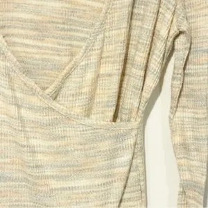 Madewell‎ Size Large Rainbow Space Dye Faux Wrap Long Sleeve Blouse Waffle Knit thumbnail 4