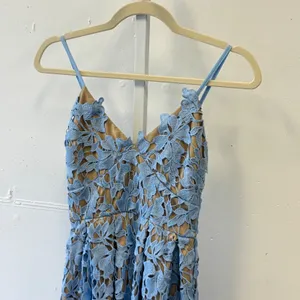 Love Ady‎ Blue Floral Guipure Lace Sleeveless Cocktail Mini Dress A-Line thumbnail 3