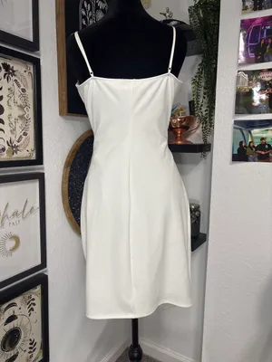 Emerald Sundae white rhinestone asymmetrical trim mini bodycon wrap dress XL thumbnail 2