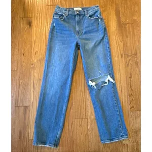 Abercrombie & Fitch 90’s ultra high rise straight distressed knee jeans 29 thumbnail 12