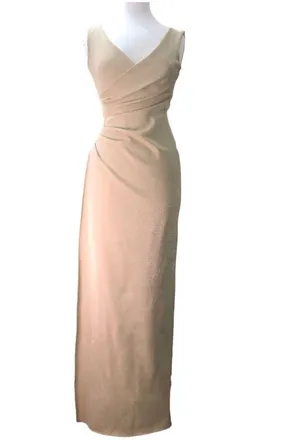CHIARA BONI LA PETITE ROBE Aliki Metallic Sheath Gown Gold Shimmer 40 NWT thumbnail 3