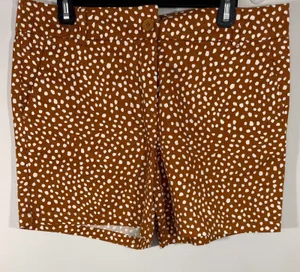Ann Taylor LOFT Outlet Womens Rust Brown White Polka Dot Cotton Shorts Size 8‎ thumbnail 1