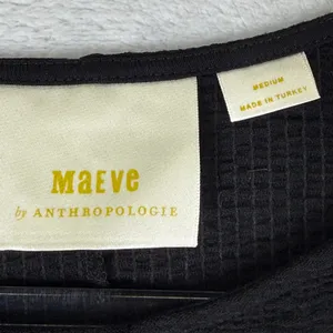 Maeve Anthropologie Black Batwing Waffle Knit Top Medium New With Tags thumbnail 3