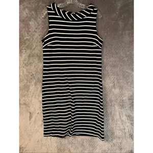 Talbots Striped Knee Length Sleeveless 100% Cotton Dress MEDIUM #757 thumbnail 3