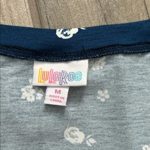 LuLaRoe Navy Blue Floral Short Sleeve Top thumbnail 2