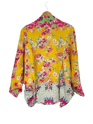 NWOT ANTHROPOLOGIE AKEMI KIN Yellow Floral Boho Kimono Cardigan OSFM thumbnail 4