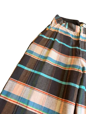 Free People Plaid Back Buckle Cotton Pants Wide Leg Bold Trousers Size 10 NWT thumbnail 3