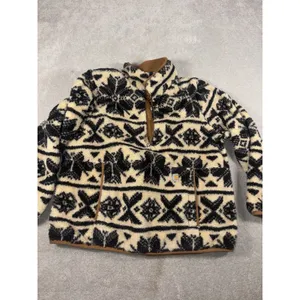 Carhartt‎ Women's Loose Fit Fleece Pullover Oat Milk/Black Fairisle Size L thumbnail 3
