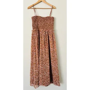 Joie Ambroise Copper Brown Women's Dress Summer A-Line‎ M Smocked Strappy Flowy thumbnail 6