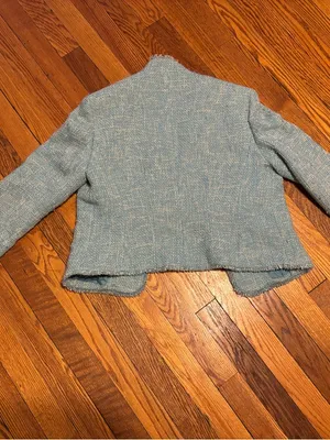 Worth Light Blue Tweed Bouclé Jacket size 6 thumbnail 4