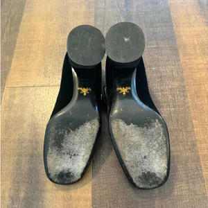 Prada Black Velvet Mary Jane Block Heel Pumps Size 37.5/ 7.5 thumbnail 8