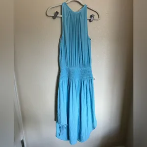 Ramy Brook Audrey Blouson Midi Dress Sz XS Turquoise Satin Sleeveless‎ thumbnail 5