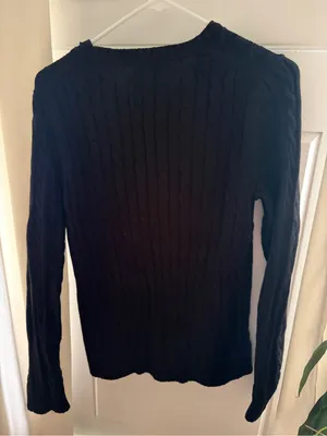 L.L. Bean Cotton Cable Knit Sweater Black Women’s Medium Regular 0HNR2 thumbnail 3