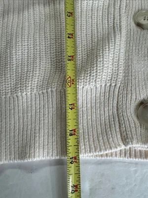 LOFT Cream Ribbed slouchy cropped cardigan S cotton casual fall winter neutral thumbnail 12
