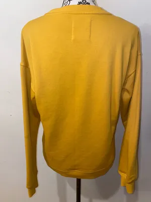 Bluenotes Boyfriend Fit Yellow 'Leave Me Alone' Crewneck Sweatshirt Size Medium thumbnail 5