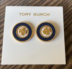 Tory Burch Milgrain Logo Stud Earrings NEW thumbnail 1