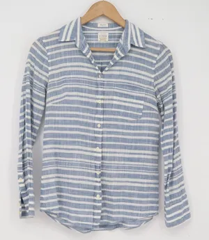 J.Crew Shirt Womens XXS Perfect Fit Blue Striped Button-Down Excellent thumbnail 1