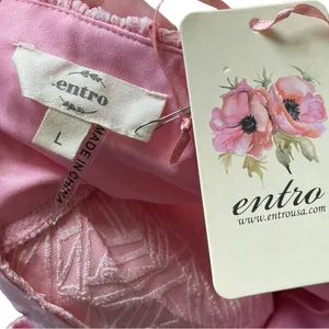 NEW Entro Pink Preppy Barbie Textured Pleated Babydoll Crop Top thumbnail 6
