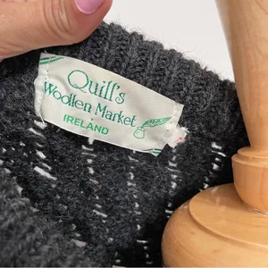 Quills | Vintage Gray Ireland Cable Knit Wool Sweater thumbnail 2
