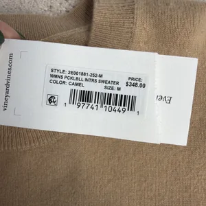 Women's NEW Vineyard Vines Pickleball 100% Cashmere Sweater Camel Preppy $348‎ thumbnail 3