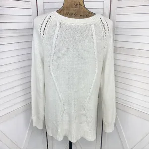 Apt. 9 Chunky Multi Knit Crew Neck‎ Tunic Sweater Cream Winter White XL thumbnail 4