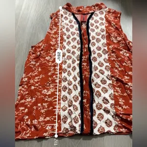 THML Burnt Orange & White Floral Print Sleeve‎ Mock Neck Top Sz L NEW thumbnail 8