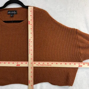 Urban Heritage L Cropped Knit Sweater‎ Rust Brown Balloon Sleeve Cozy Oversized thumbnail 6