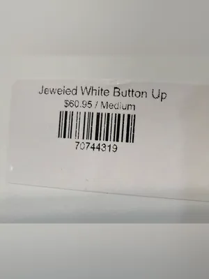 Blue b. Boutique Jeweled White Button Down Women’s Size Medium NWT thumbnail 8