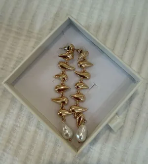 Peppermayo Gold Drop Earrings with Pearl Accent thumbnail 7