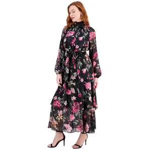 NEW RACHEL Rachel Roy Womens Mae Printed Tiered Maxi Dress Cascade Multi Black 6 thumbnail 6