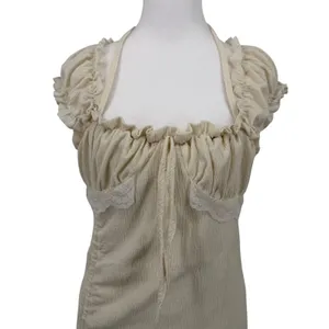 Fashion‎ Star Quality Cream Milkmaid Fairy Cottagecore Ruffle Mini Dress Lace S thumbnail 3