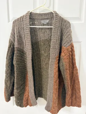 Anthropologie Cozy Colorblock Open-Front Women's Sweater Cardigan thumbnail 1