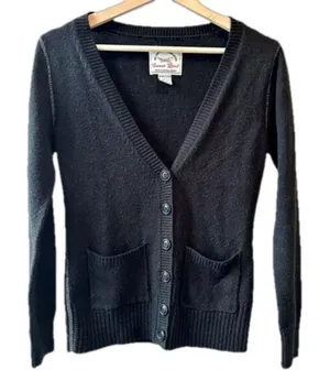 Vintage Sweet Girl Black Cardigan Medium Front ButtonY2K Metallic Preppy 90s thumbnail 1
