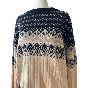 Vintage ‘90s KP Collection Ivory & Navy Fair Isle Pullover Unisex Sweater thumbnail 4