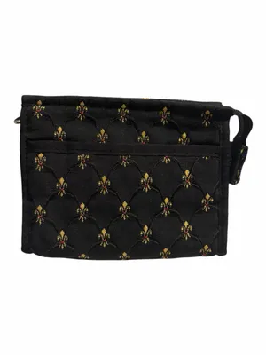 Oscar de la Renta Black Quilted Cosmetic Pouch with Gold Hardware thumbnail 4