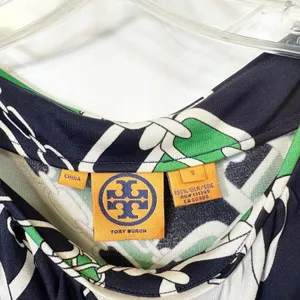 Tory Burch Small Dress Shift Chain Print‎ Silk Sleeveless Beach Vacation 206 thumbnail 9