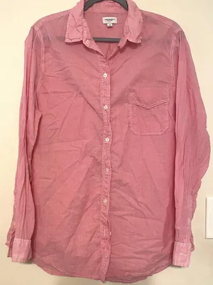 Women's American Eagle Outfitters Pink White Striped Button Down Shirt Size 16‎ thumbnail 1