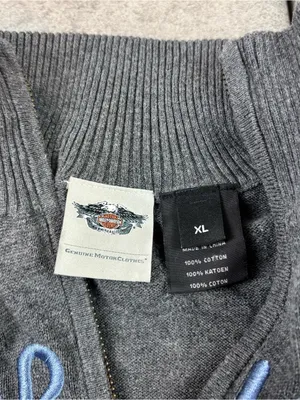 Harley-Davidson Sweater Womens XL Gray 1/4 Zip Mock Neck Stripe Sleeve Biker thumbnail 5